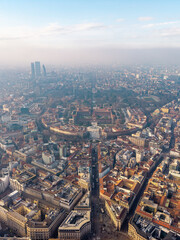 Aerial View of Castello Sforzesco and Milan Cityscape © Thomas