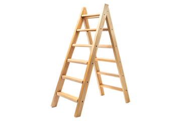 wooden ladder isolated on transparent background