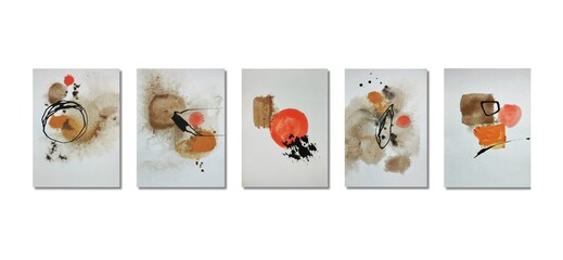 Obraz premium Pastel set of abstract minimal shape background. Modern contemporary design, Element with circle shape, line and texture. Minimalist style. Vintage design for poster. Surrealism style composition