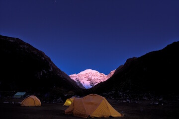 Jomolhari Campsite and Mountain at Dawn, Bhutan