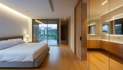 A Modern Bedroom Suite With Attached Bathroom In Residence