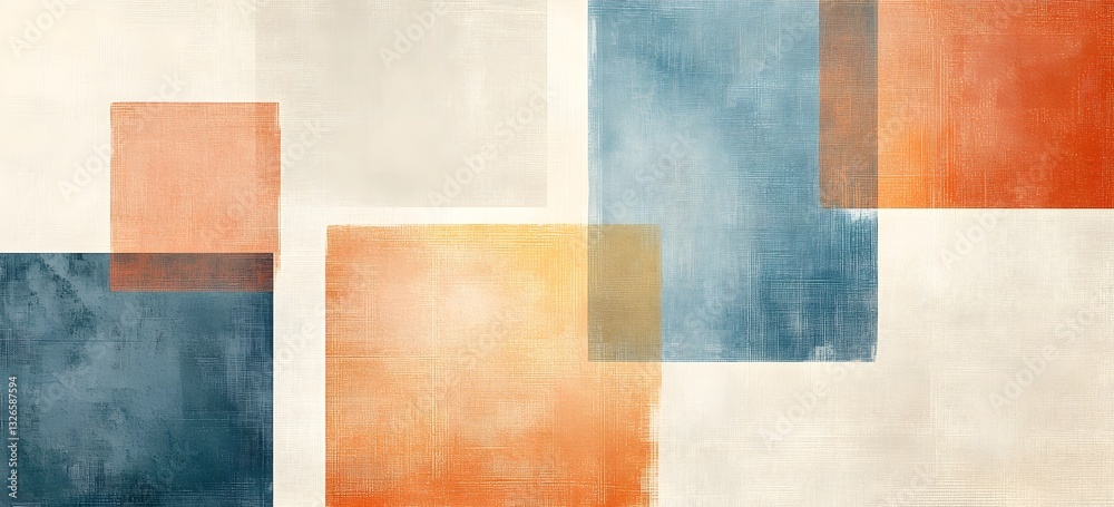 Wall mural geometric harmony: an abstract composition of overlapping colored squares. this digital art piece fe
