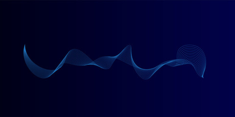 Abstract glowing wave lines on dark blue background. Dynamic wave pattern. Modern flowing wavy lines. Futuristic technology concept. Suit for banner, poster,