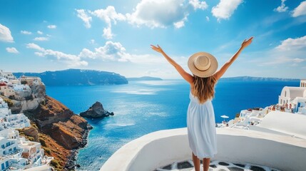 Naklejka premium Woman Enjoying Sea View