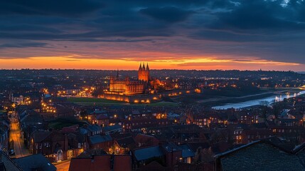 Obraz premium Sunset Over Historic Cityscape