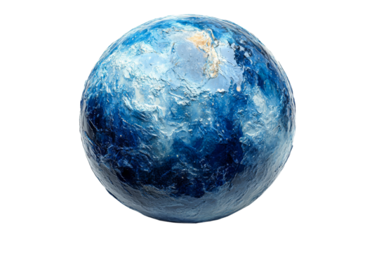 Creative spherical art piece with blue textures and details