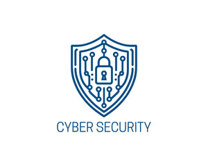 Cyber security logo icon symbol vector illustration. Modern security lock logo
