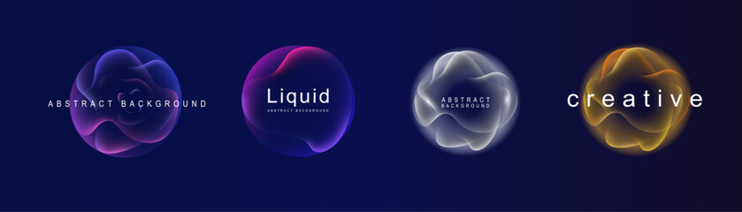 Sphere gradient flows seamlessly in liquid background, creating an abstract vector design. A vibrant banner and frame showcase dynamic color illustration with a glowing circle. Light and neon merge 