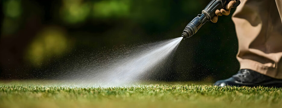 Lawn care spraying, outdoor, green