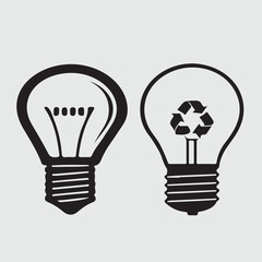 idea bulb light  icon silhouette vector style with white background Art & Illustration