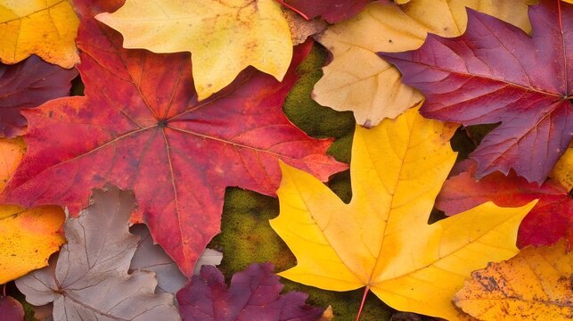 Vibrant Autumn Maple Leaves Close Up Photography - Powered by Adobe
