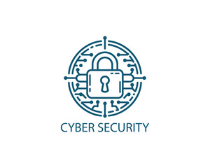 Cyber security logo icon symbol vector illustration. Modern security lock logo