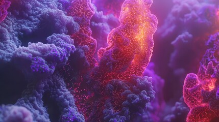 Fototapeta premium Abstract Colorful Cloud Formations with Glowing Particles and Depth