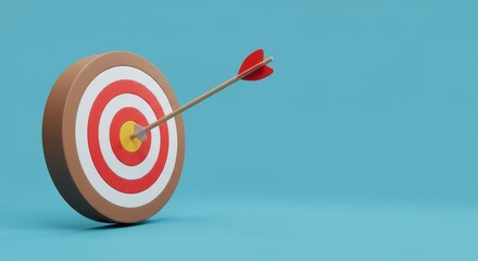 Colorful Target Arrow Success - Achieve goals, celebrate success, target market, aim high, reach objectives. Playful and vibrant 3D illustration