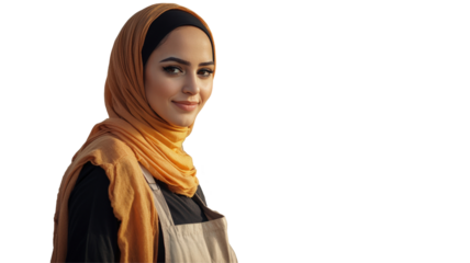 Young Muslim Woman Smiling in Hijab for Ramadan Mubarak Photo PNG. Fictional Character Created By Generative AI.