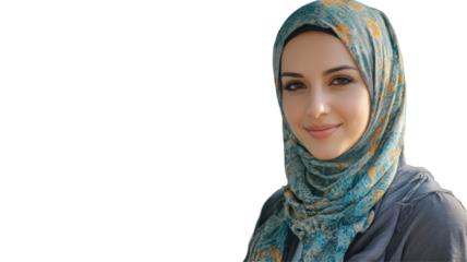 Young Muslim Woman Smiling in Hijab for Ramadan Mubarak Photo PNG. Fictional Character Created By Generative AI.