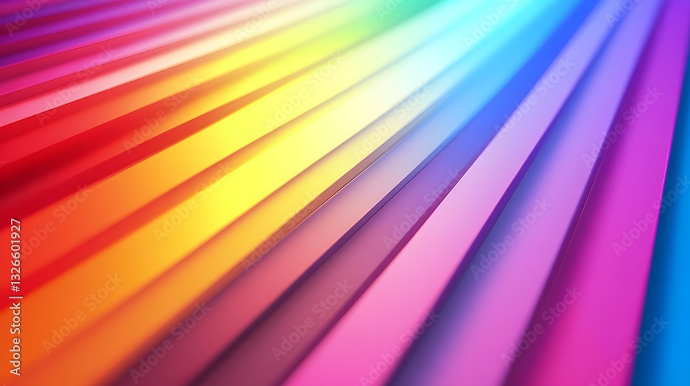 Poster Diagonal colorful stripes creating vibrant rainbow gradient background