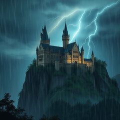 Stormy Night at the Castle on the Cliff