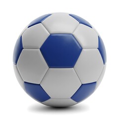 Fototapeta premium Close-up View of a Classic White and Blue Soccer Ball Isolated on White Background