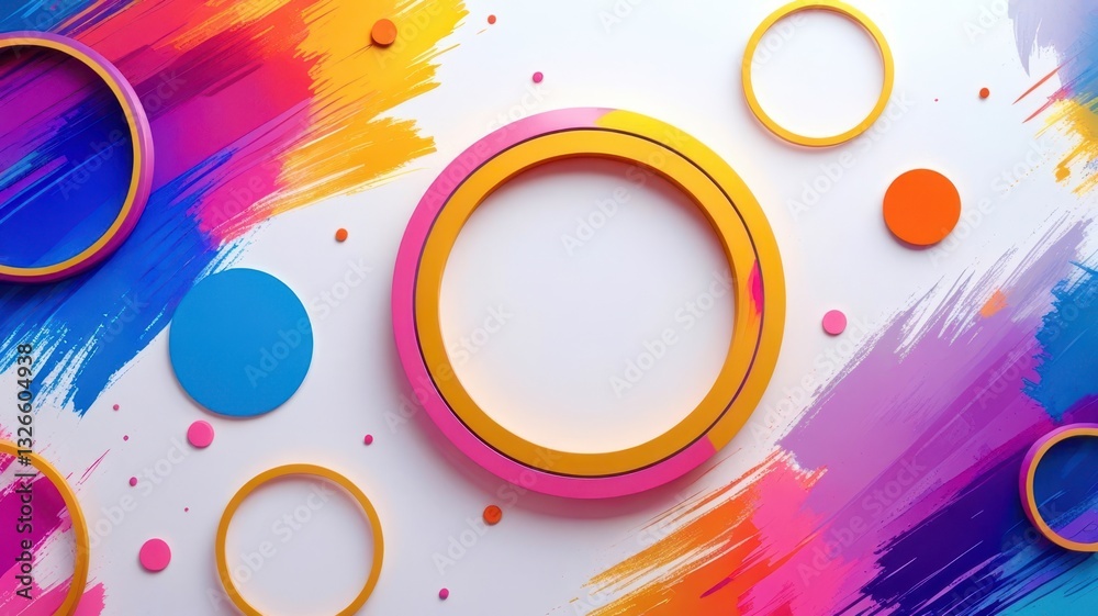 Poster A colorful background with a large yellow circle in the center