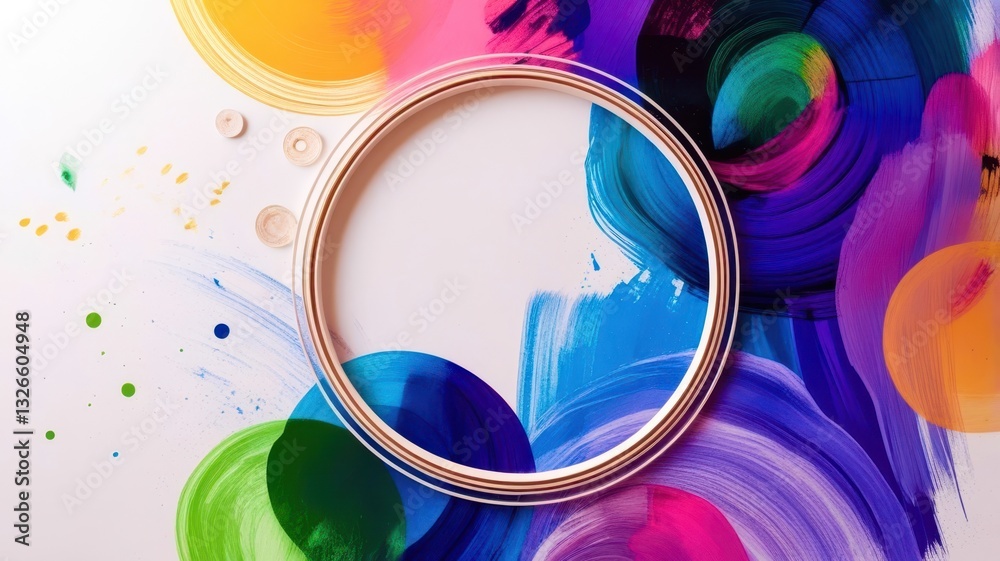 Poster a colorful painting with a circle in the middle