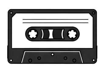 Fototapeta premium Retro Tape, Cassette black and white isolated icon clipart drawing