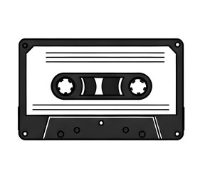 Obraz premium Retro Tape, Cassette black and white isolated icon clipart drawing