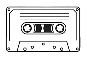 Obraz premium Retro Tape, Cassette black and white isolated icon 80s and 90s nostalgia