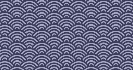 Flat style wavy pattern. Blue geometric ornament 