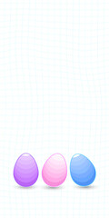Colorful eggs on a checkered background with free space for text