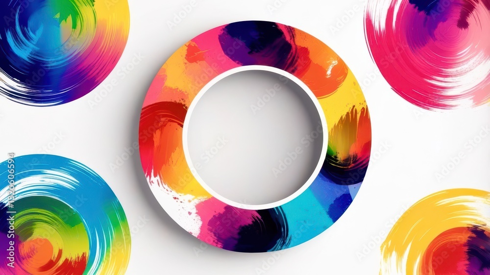 Poster a colorful circle with a white circle in the middle