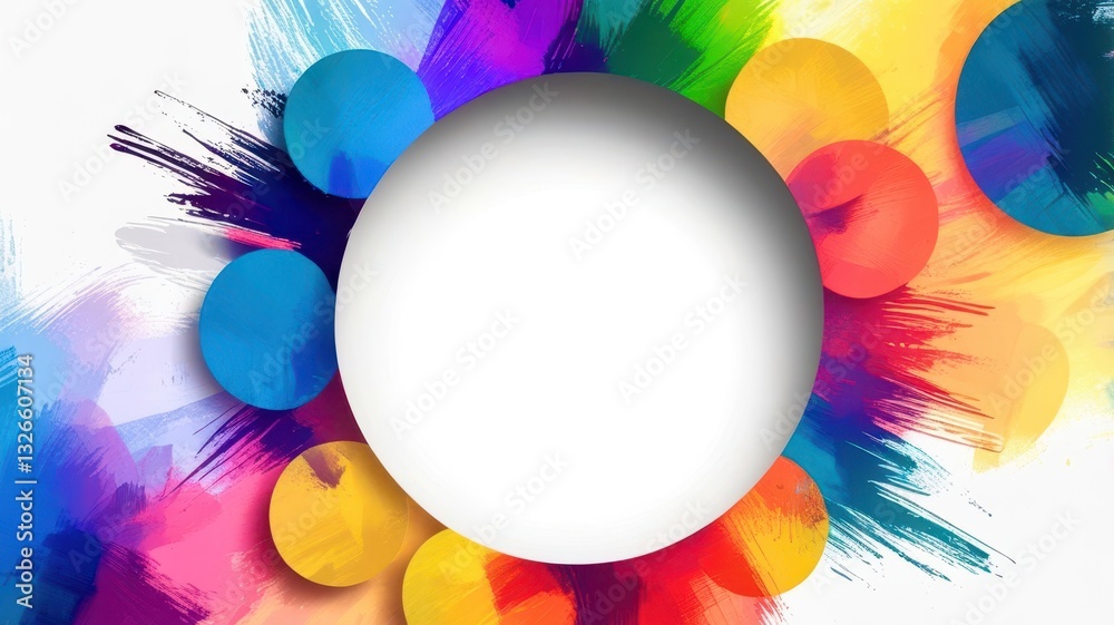 Poster A colorful background with a white circle in the middle