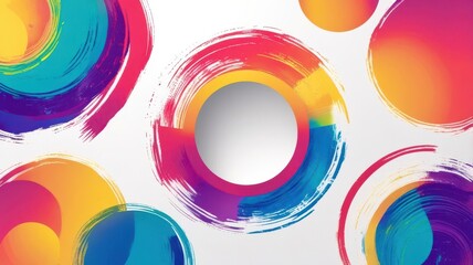 Obraz premium A colorful abstract painting with circles and a white circle in the middle