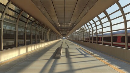 Obraz premium Modern Train Station Platform with Futuristic Architecture Design