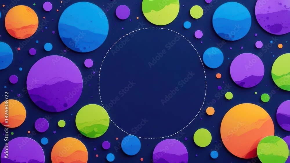 Poster A colorful background with a large circle in the middle