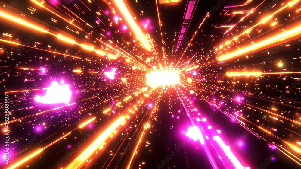 Poster burst of colorful light rays in a dynamic abstract background scene