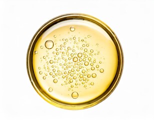 Golden Yellow Bubble Oil or Serum Droplets Isolated on White Background