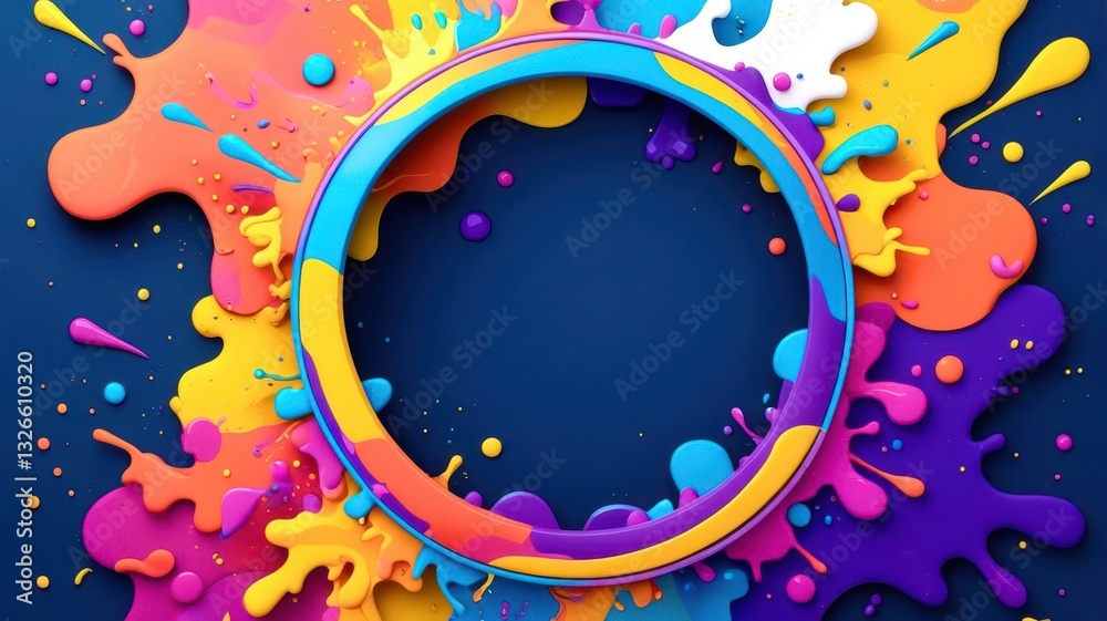 Poster A colorful splash of paint with a circle in the middle