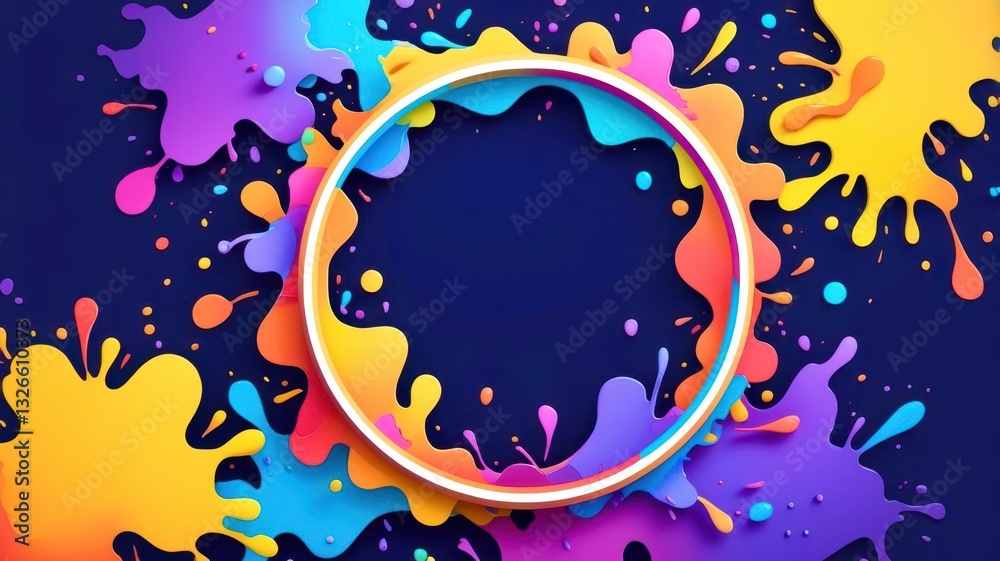 Aufkleber a colorful splash of paint with a circle in the middle