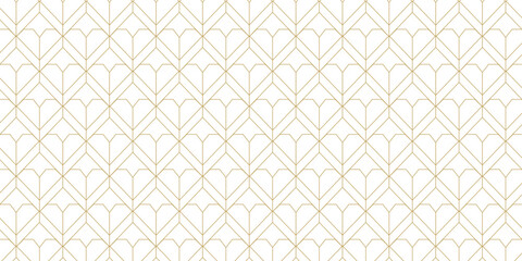 Abstract simple geometric vector seamless pattern with gold line texture on white background. Light modern simple wallpaper, bright tile backdrop, monochrome graphic element