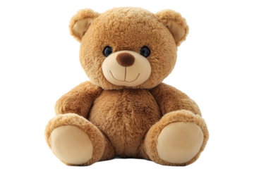 Soft brown teddy bear with smiling face