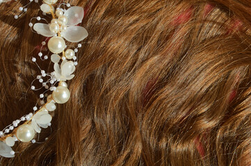 natural, long female hair, grooming, combing hair, hairstyle of a man, a girl. background for the design.
