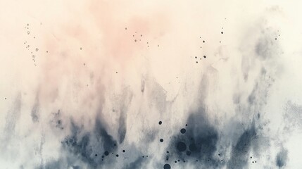 A contemporary abstract composition featuring a minimalist design of softly diffused pastel ink blots. 