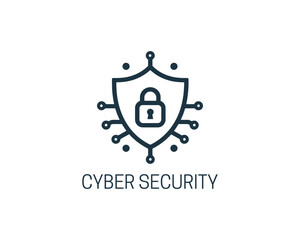 Cyber security logo icon symbol vector illustration. Modern security lock logo