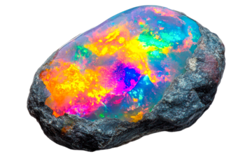 Colorful opal stone on a clear background