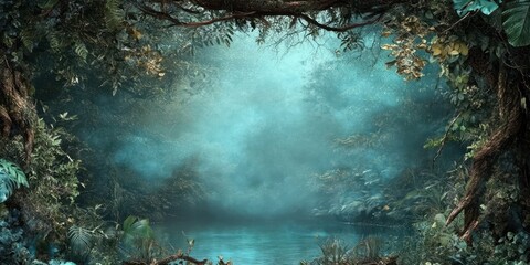 Obraz premium Lake in the forest banner