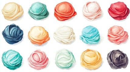 Fototapeta premium Colorful Scoops of Ice Cream Delicious Dessert Sweet Treats Frozen Confection Creamy Texture