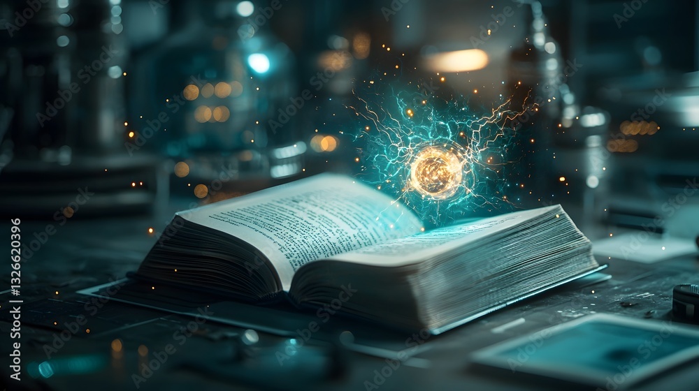 Poster unlocking limitless power from the pages of a futuristic energy source a captivating digital visuali