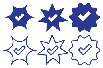 Obraz premium Verified tick badge icon set isolated on transparent background. Social media official account tick symbol collection. Abstract Modern Verification signs design vector 