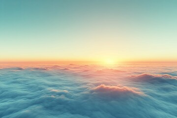 Obraz premium Beautiful view of the sky above a sea of soft clouds